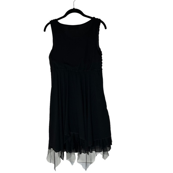 SECOND SKIN NYC Black Floral Sleeveless Asymmetrical Midi Dress Size M - Picture 11 of 16